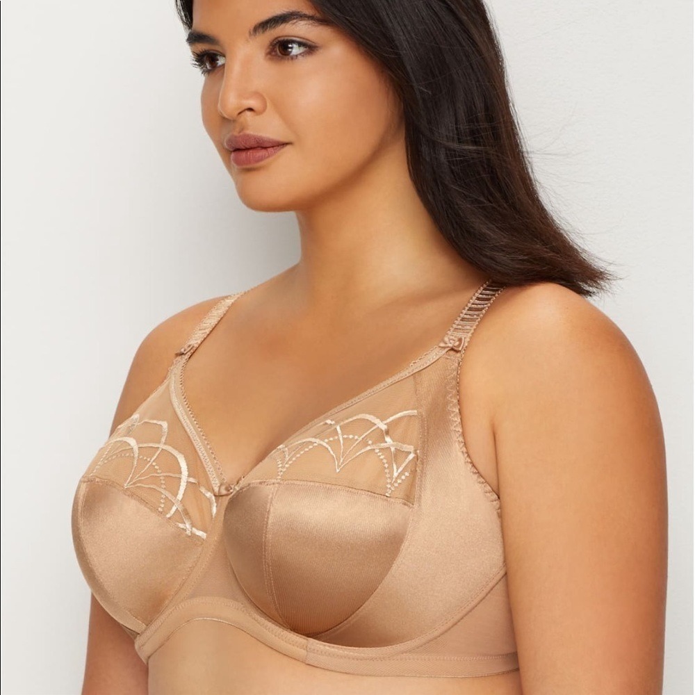 Elomi Cate Side Support Underwire Mesh Embroidered Satin Basic Hazel Bra 38L - Picture 2 of 8